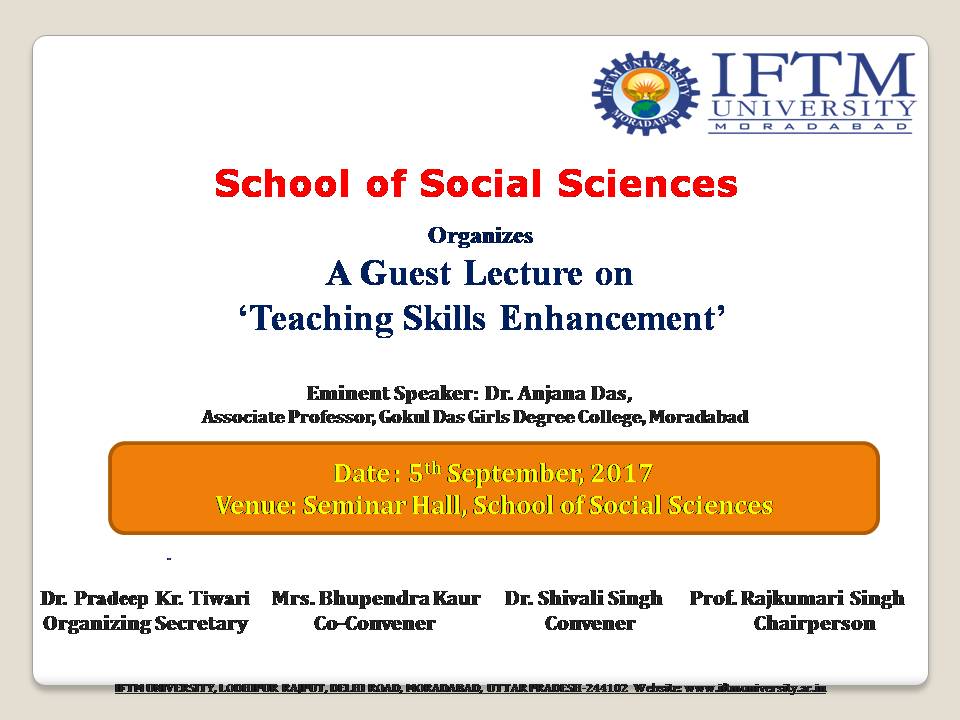 A Guest lecture on Teaching Skills  Enhancement