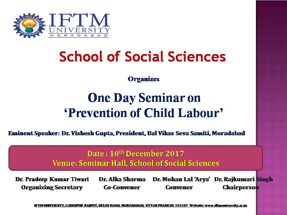 One Day Seminar On Prevention of Child Labour