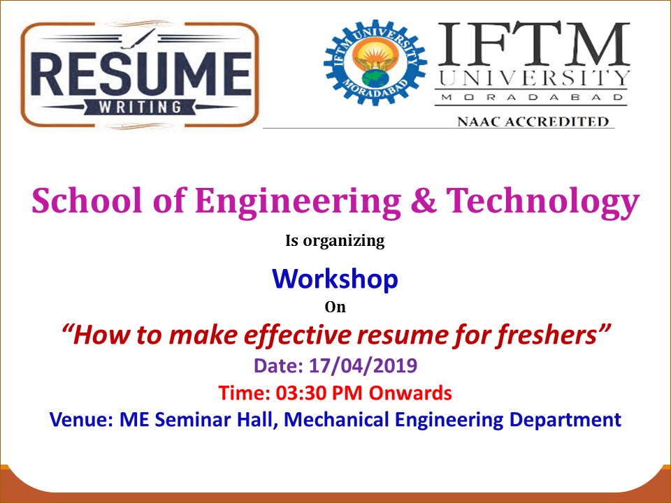 Workshop on  How to make effective resume for freshers
