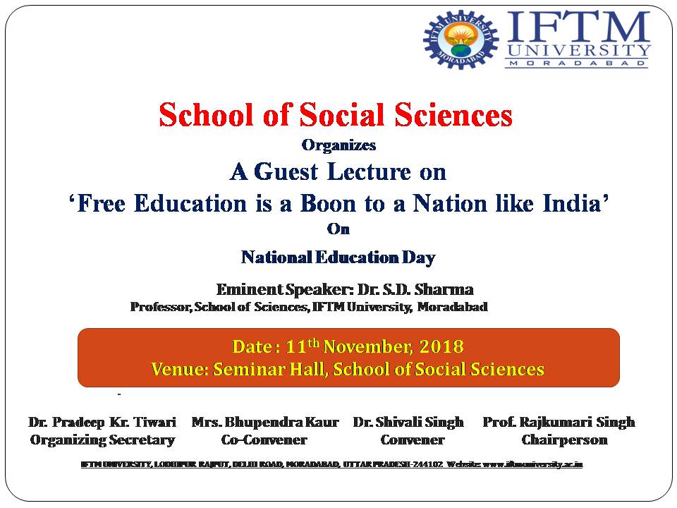 A Guest lectue on Free Education is a Boon to a Nation like India