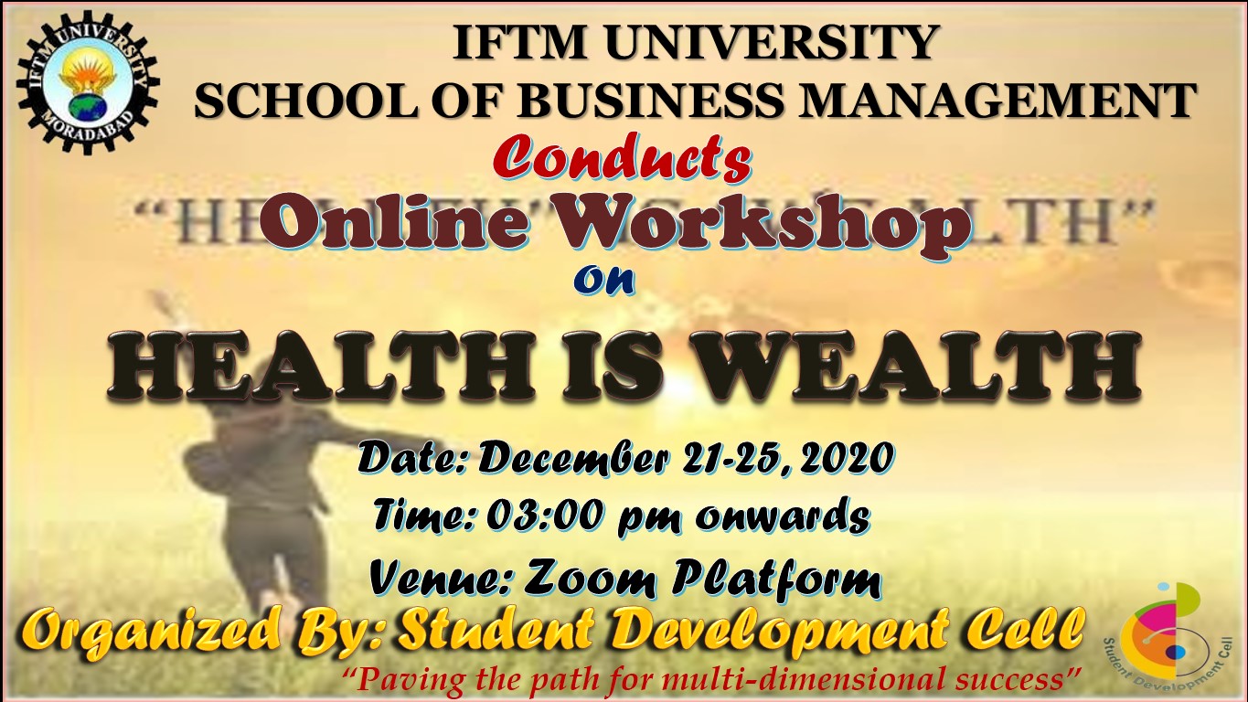 Online Workshop on Health Is Wealth