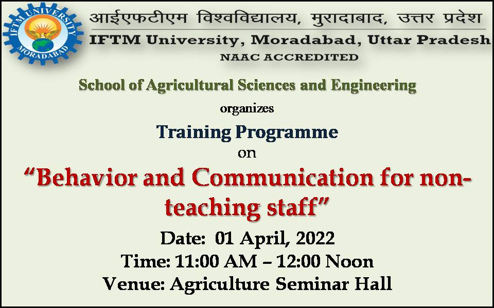 Training Programme on Behavior and Communication for nonteaching staff