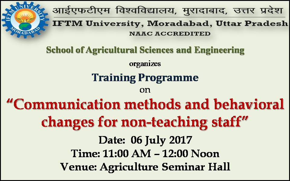 Training Program on Communication Methods and Behavioral Changes for NonTeaching Staff