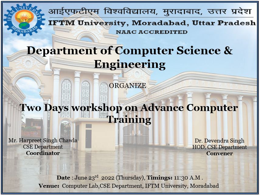 Two Days workshop on Advance Computer Training