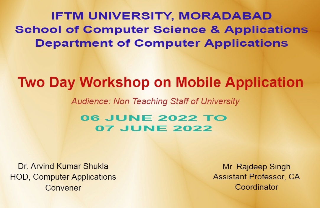 Two Day Workshop on Mobile Application