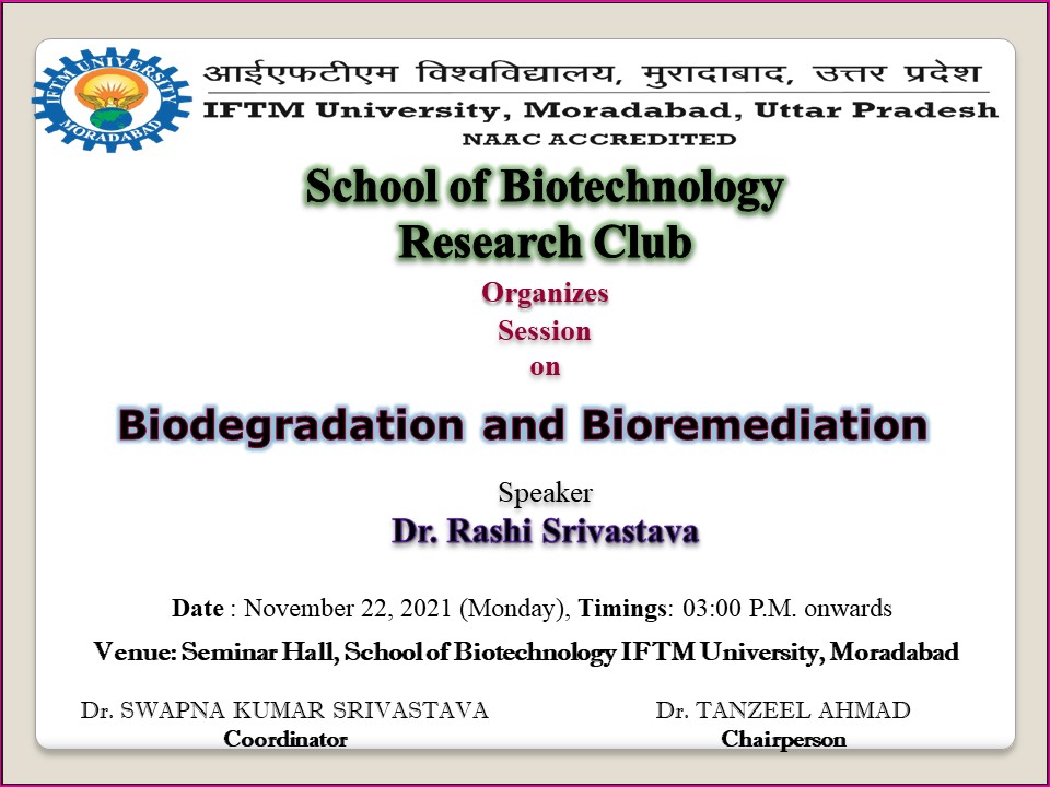 Session on Biodegradation and Bioremediation