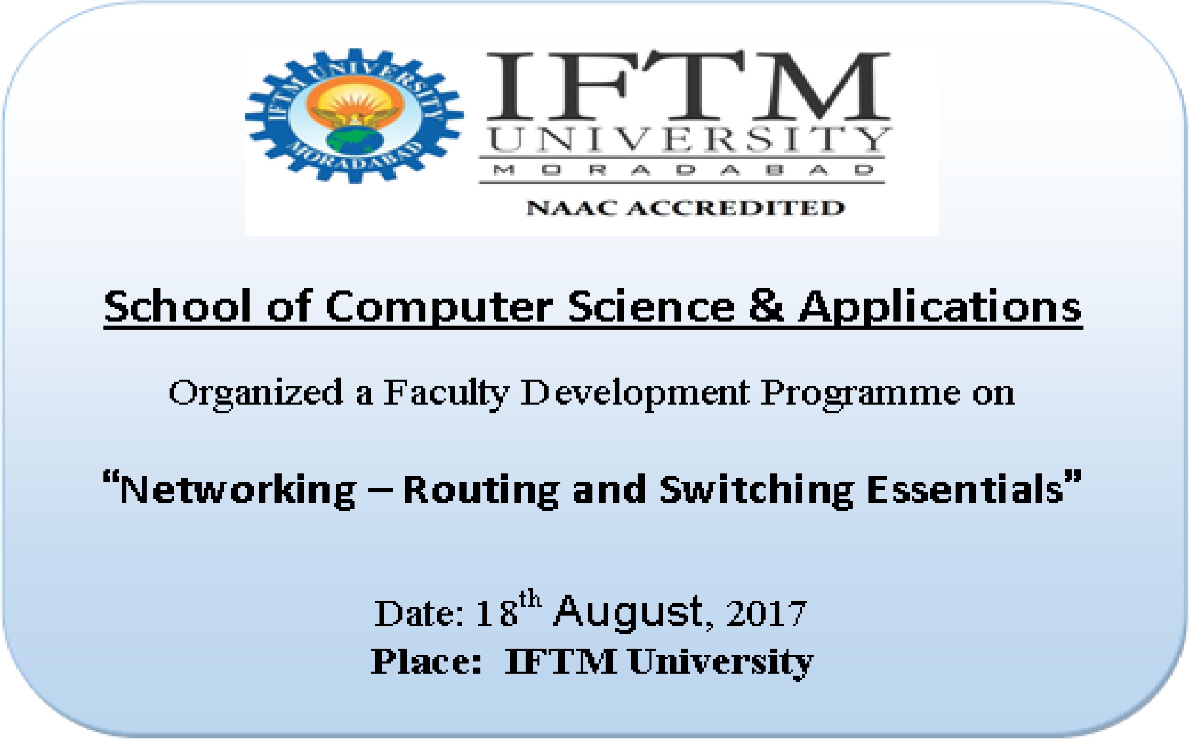 Faculty Development Programme on Networking Routing and Switching Essentials