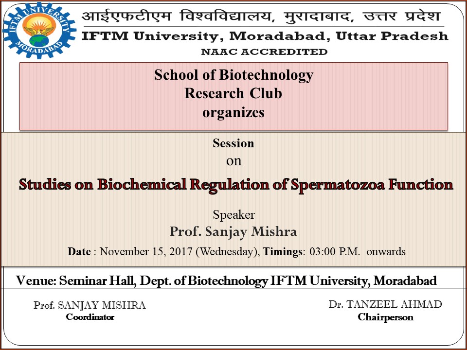 Session on Studies on Biochemical Regulation of Spermatozoa Function