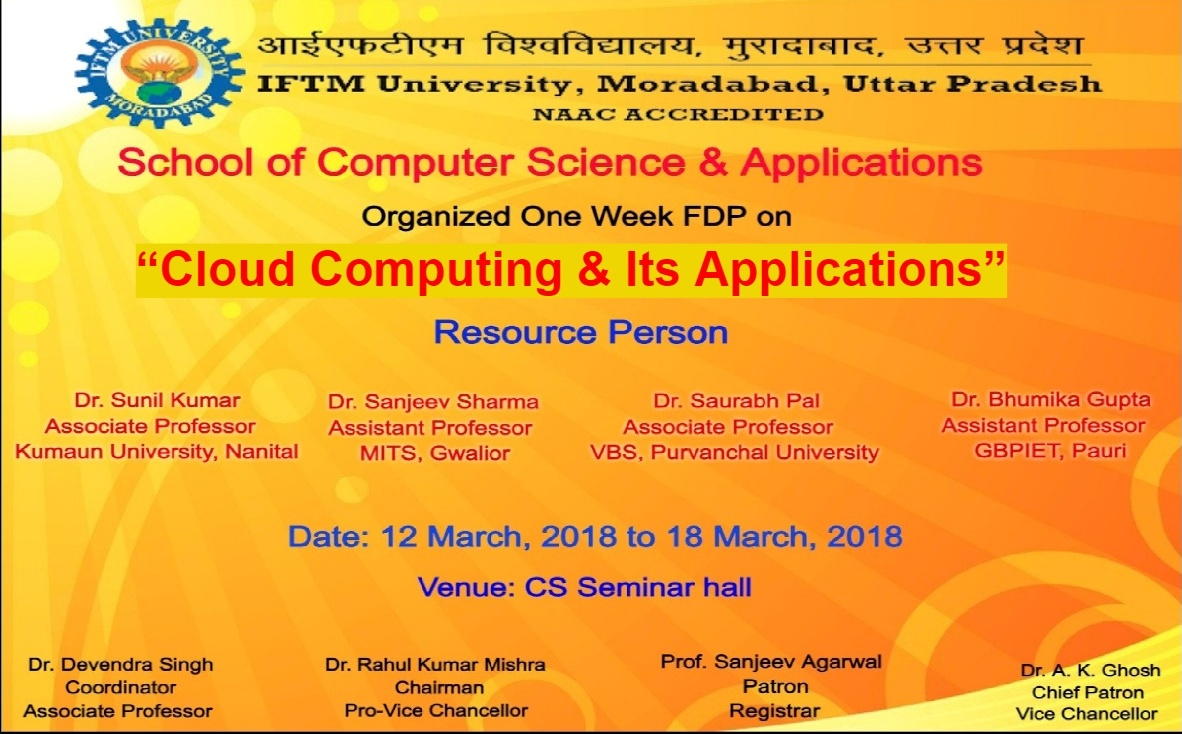 Faculty Development Programme on Cloud Computing and Its Applications
