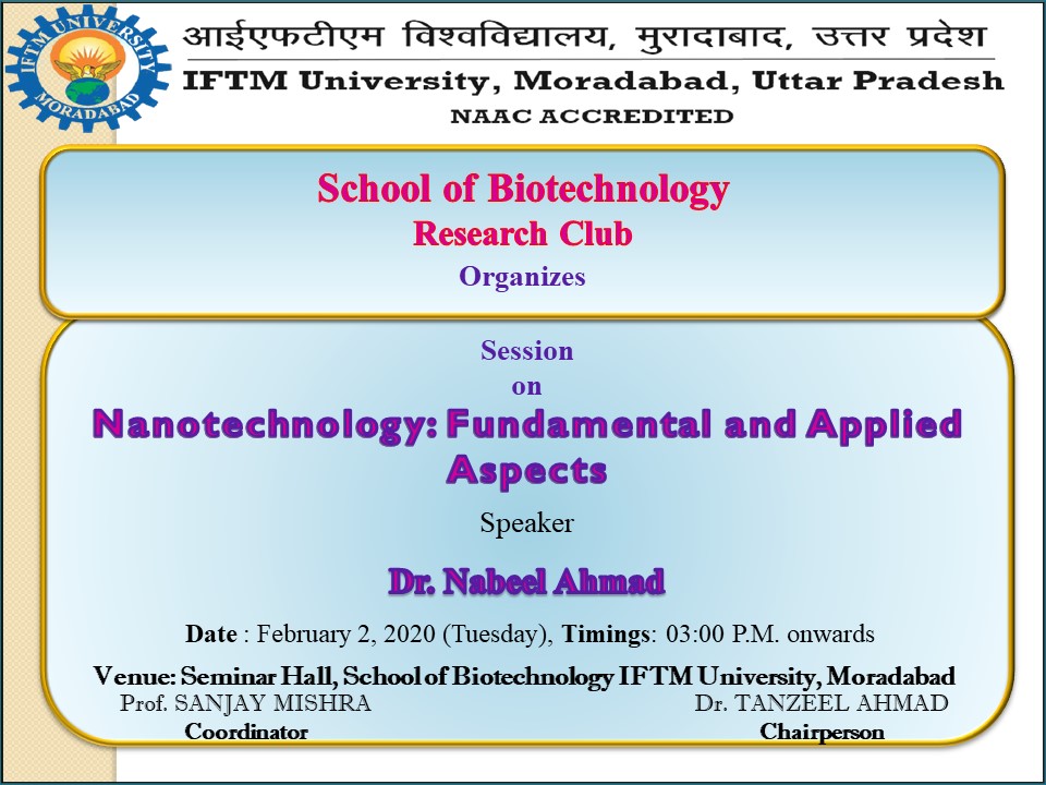 Session on Nanotechnology Fundamental and Applied Aspects