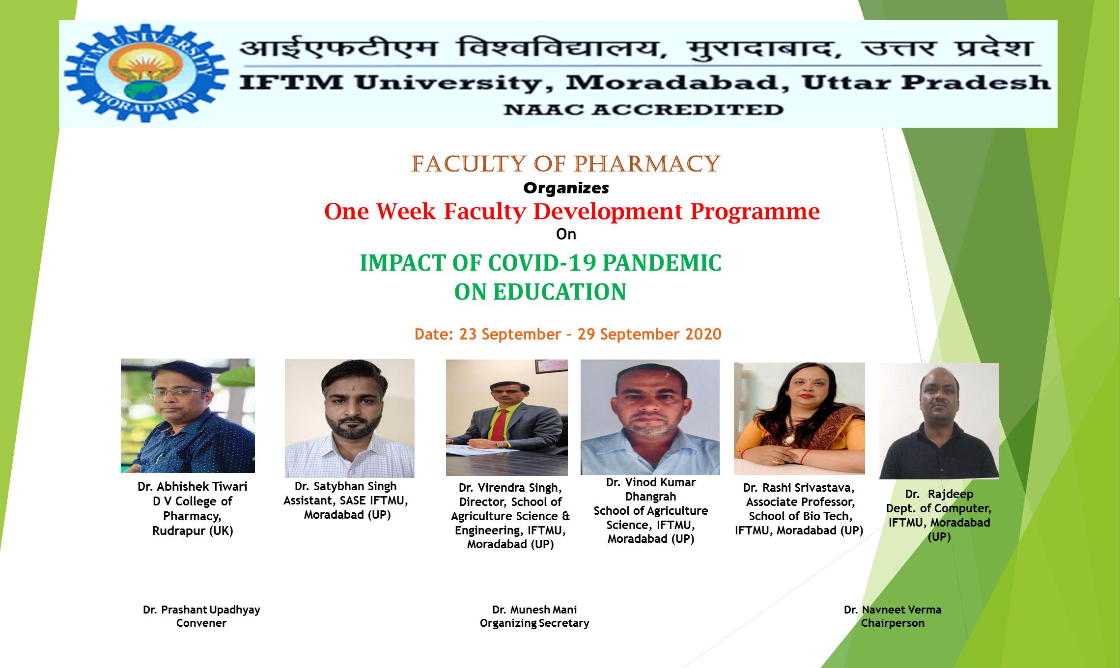 One Week Faculty Development Programme on  Impact of Covid19 Pandemic on Educations