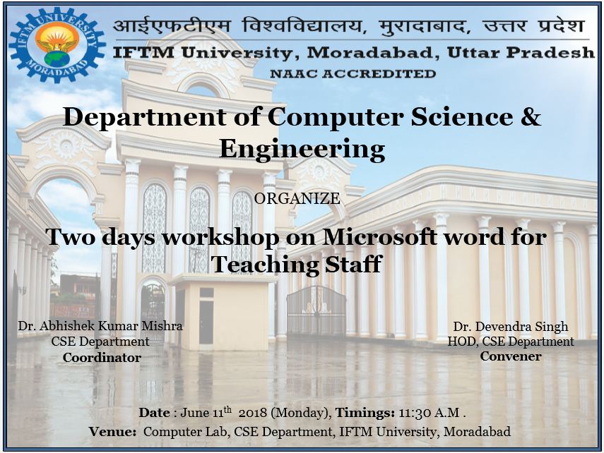 Two days workshop on Microsoft Word  for non-teaching staff