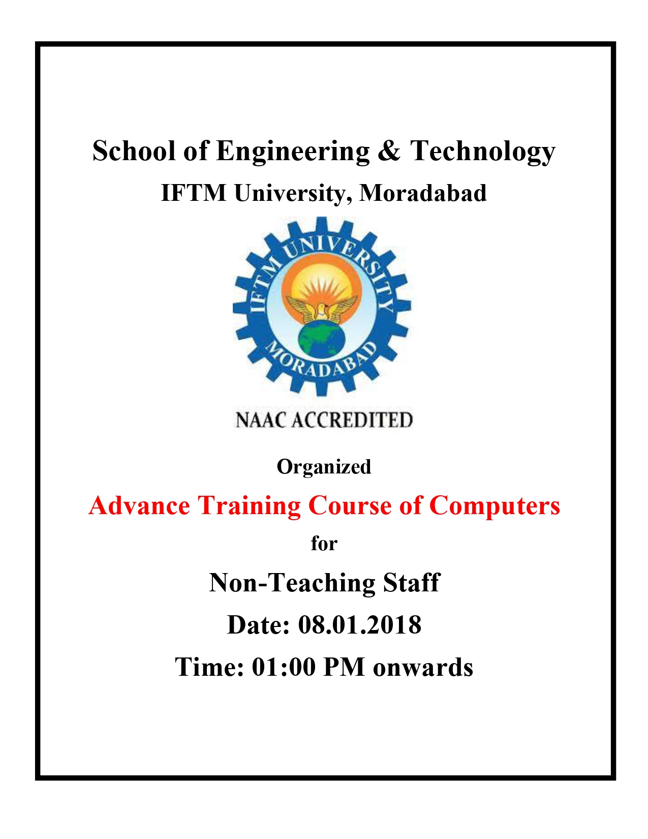 A Training Programme on Advance Training course of Computers for non-teaching staff