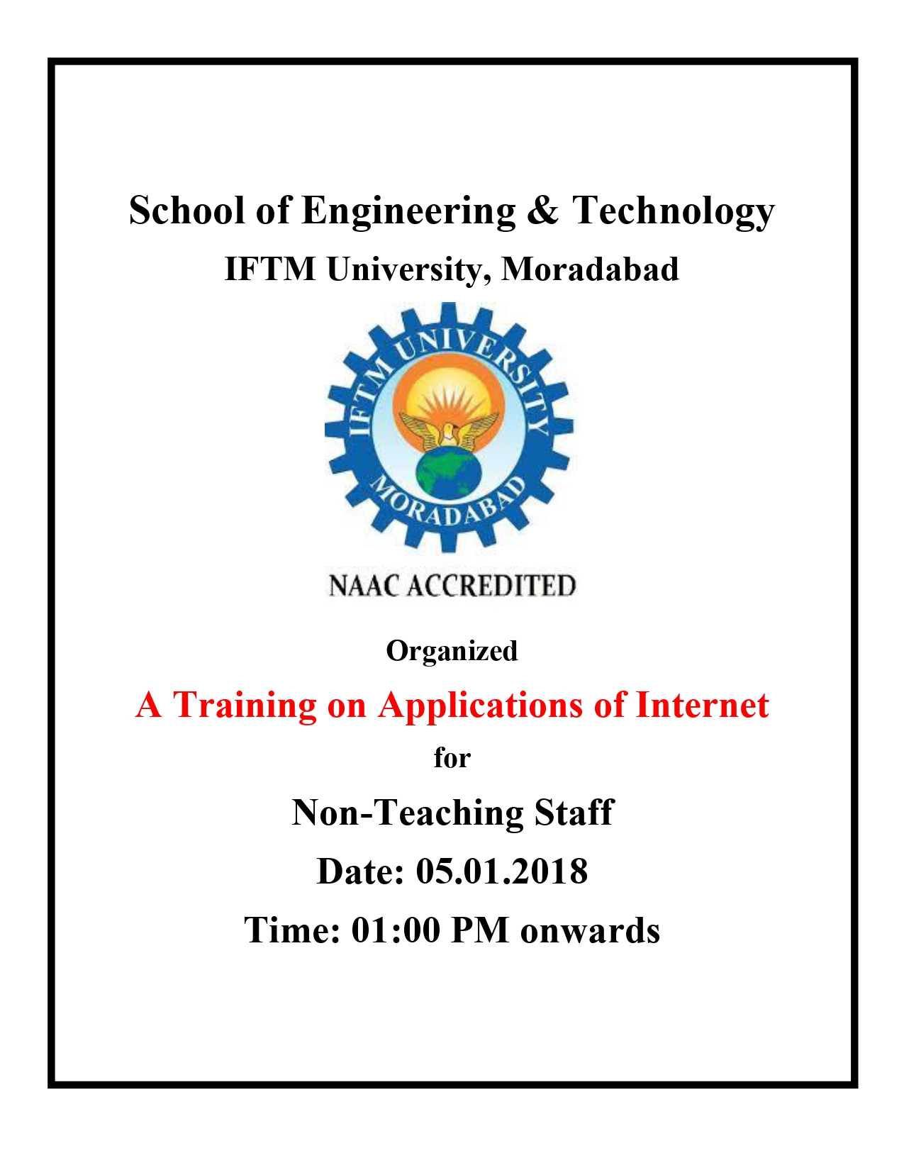 Training on Application of Internet for non-teaching staff