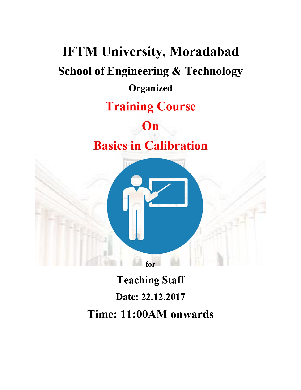 A Training programme on Course Basics in Calibration for Teaching Staff
