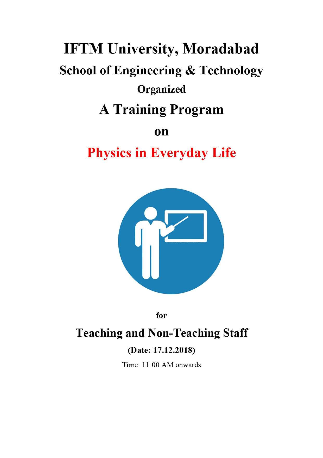 Training Programme on Physics in everyday life for Teaching and Non-Teaching Staff