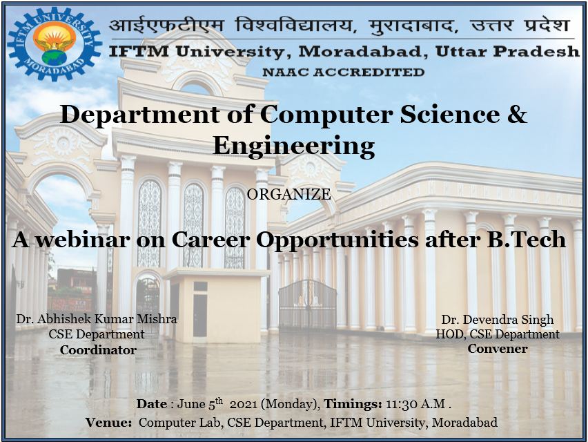 A webinar on Career Opportunities after B.Tech  