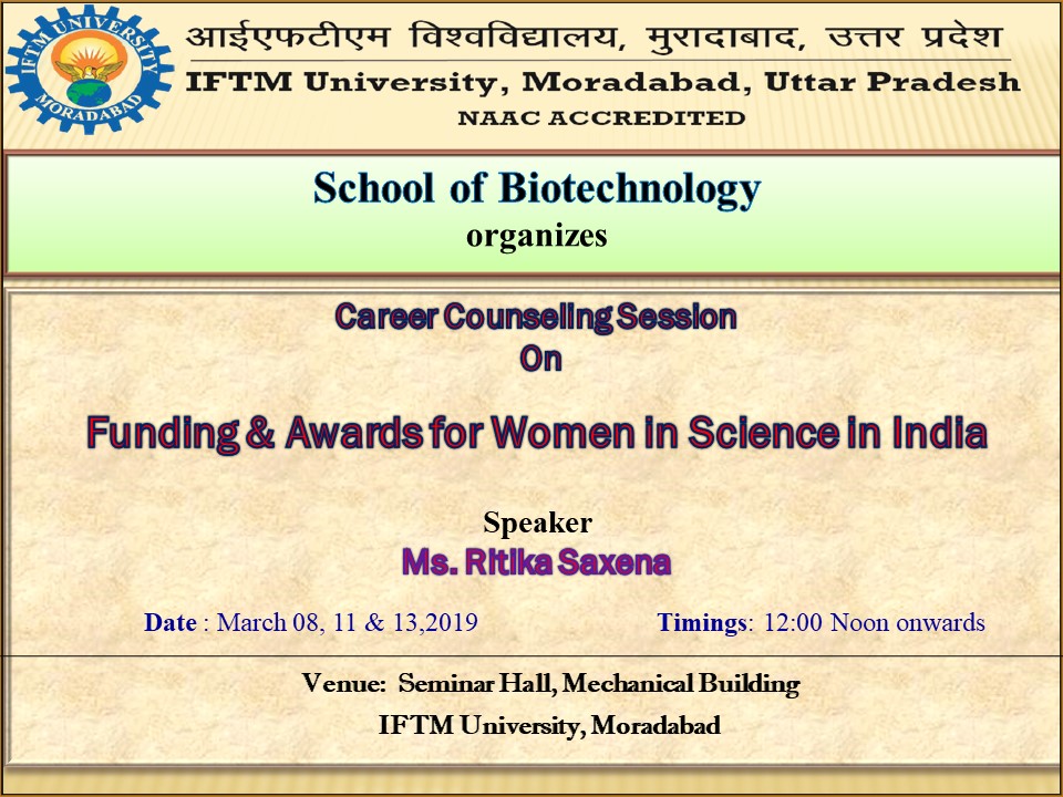 Career Counselling Session on Funding & Awards for Women in Science in India