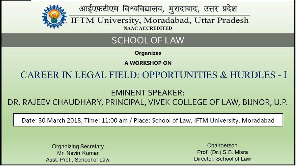 Workshop on Career in Legal Field : Opportunities and Hurdles
