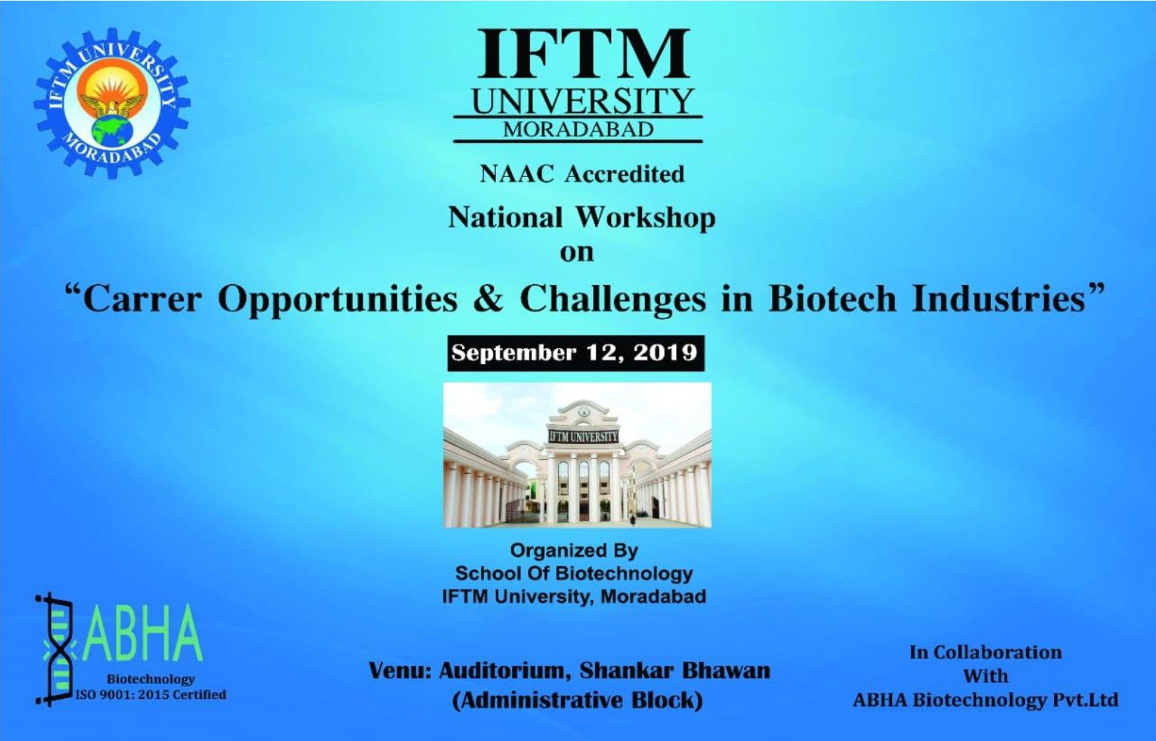 National workshop on Career Opportunities & Challenges in Biotech Industries