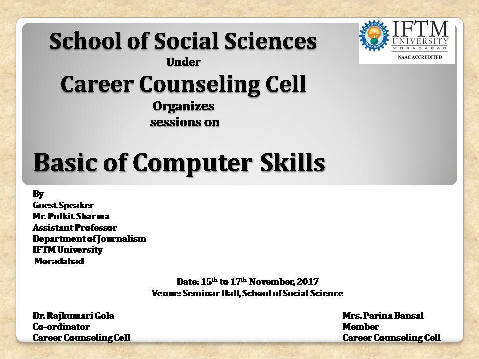 Career Counseling Session on Basic Computer Skill