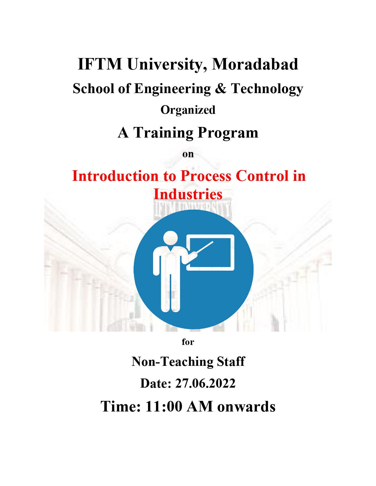 Training Programme on Introduction to Process Control in Industries for nonteaching staff