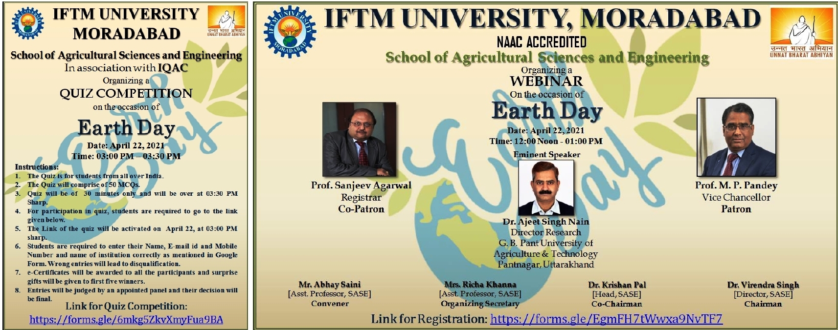 Quiz & Webinar On Earth Day on Topic Climate Change and Agricultural Vulnerability