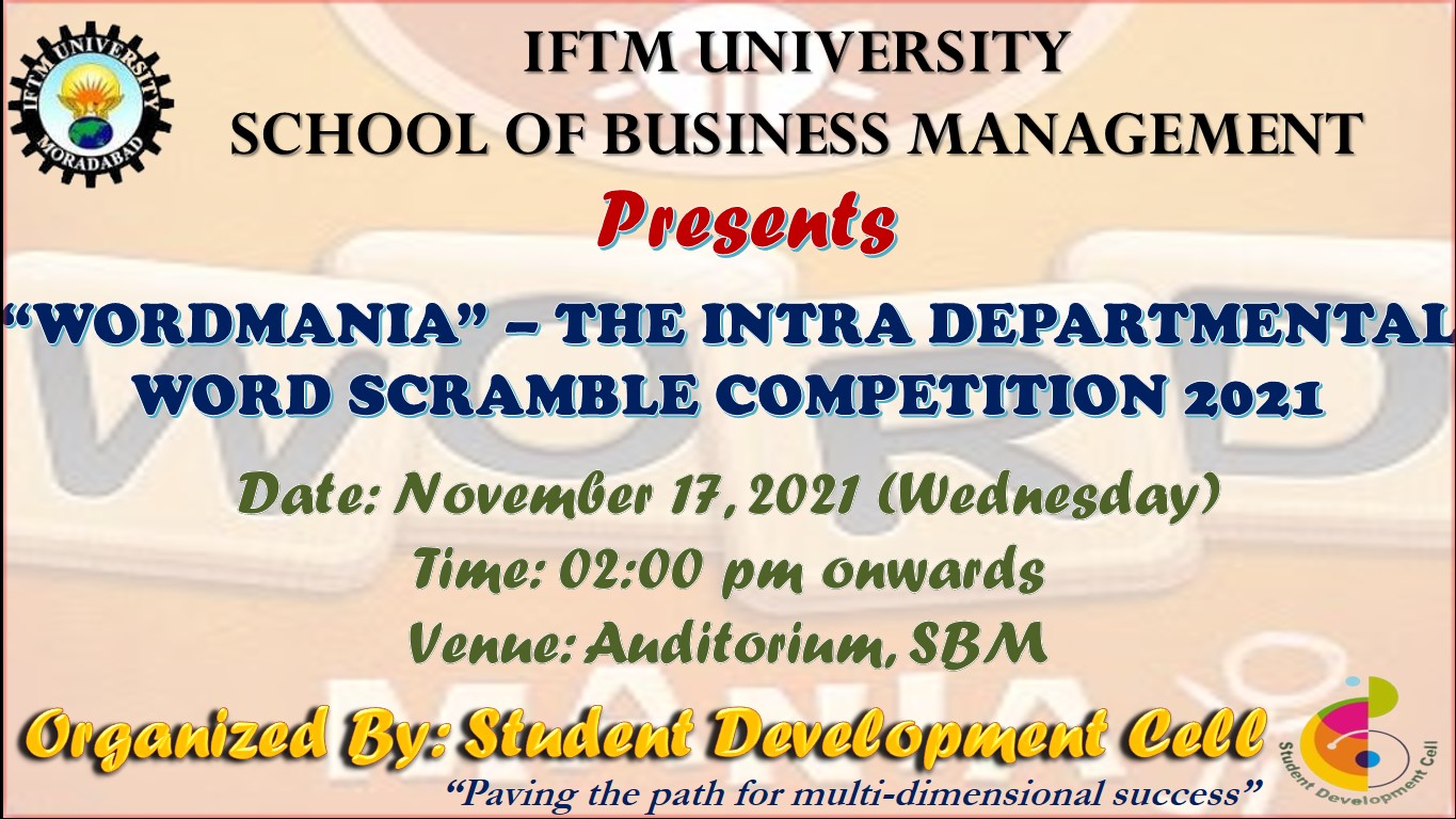 WORDMANIA   The Intra Departmental Word Scramble Competition 2021 