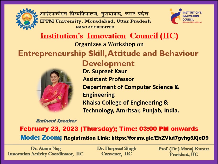 Workshop on Entrepreneurship Skill, Attitude & Behavior Development