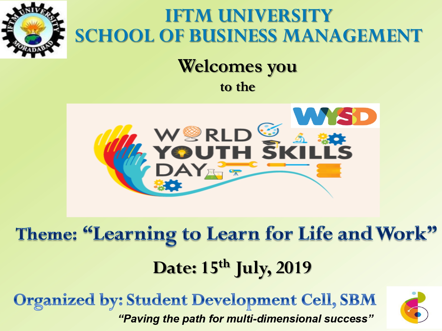 World Youth Skills Day- “Learning to Learn for Life and Work”