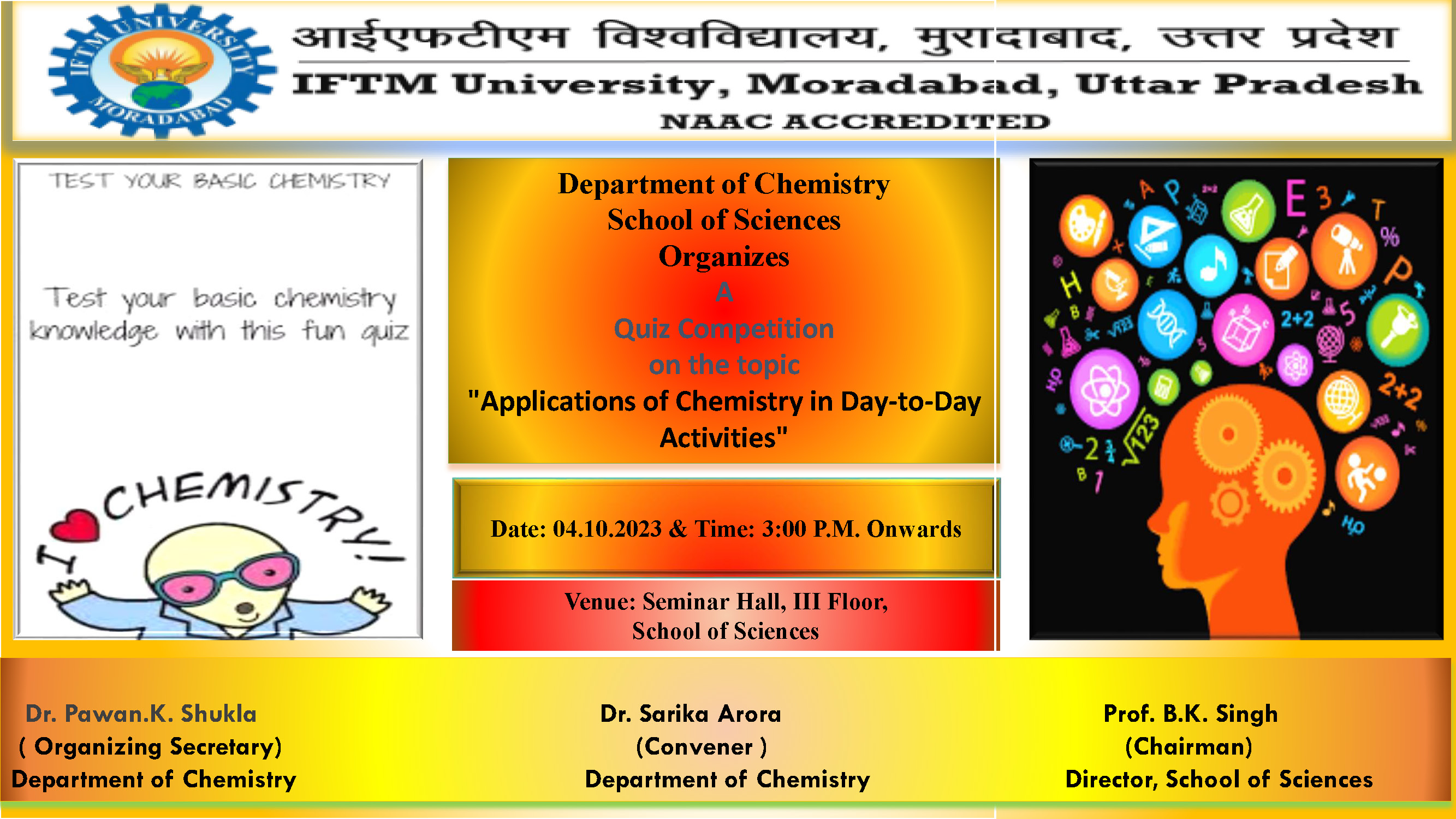 A Quiz Competition on the topic: Applications of Chemistry in Day-to-Day Activities