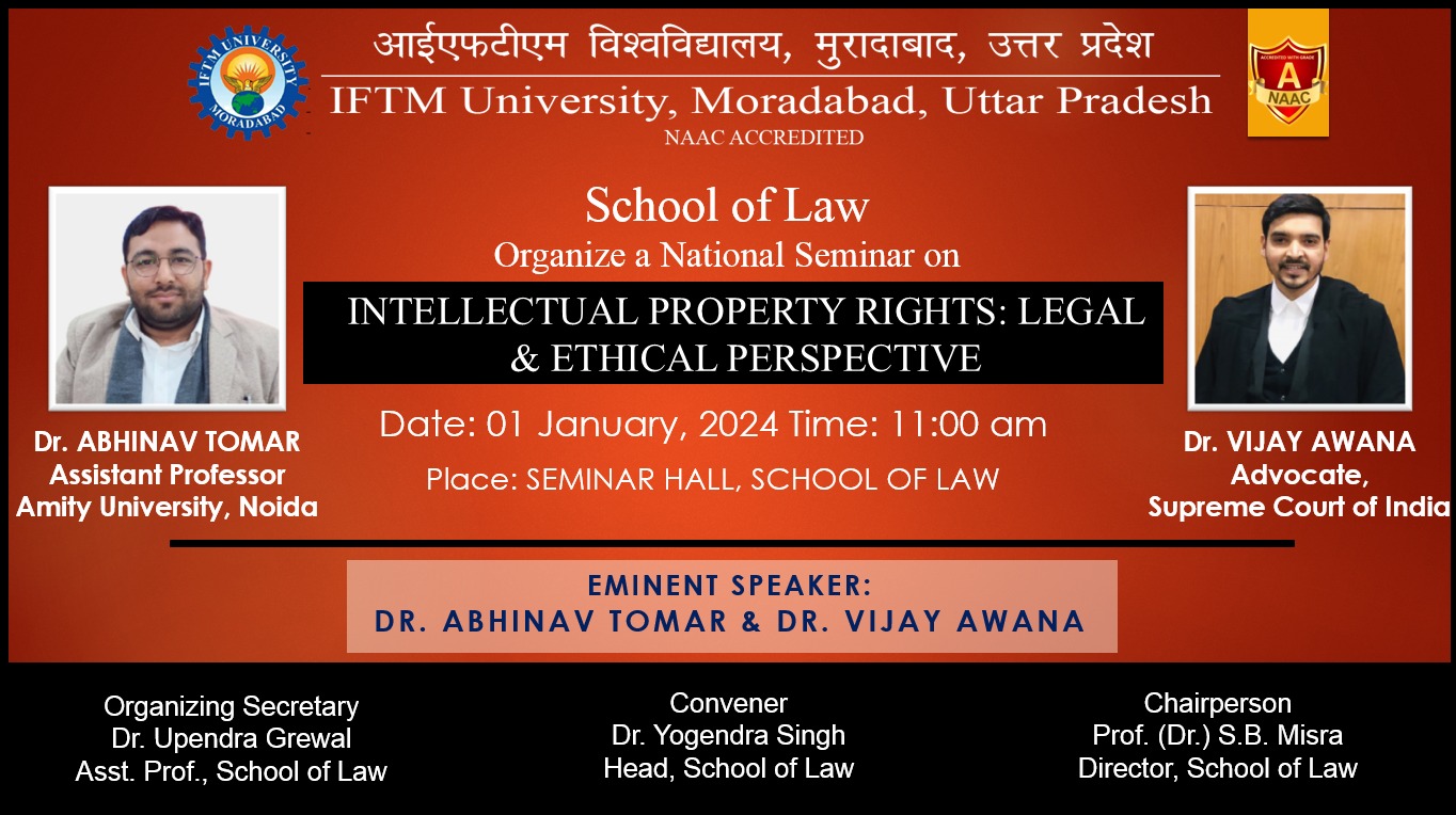 National Seminar on Intellectual Property Rights Legal & Ethical Prespective