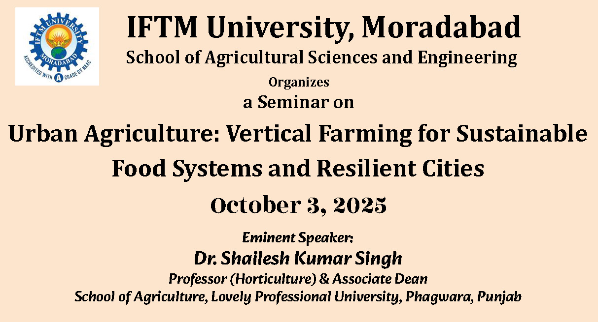 Seminar on Urban Agriculture: Vertical Farming for Sustainable Food Systems and Resilient Cities