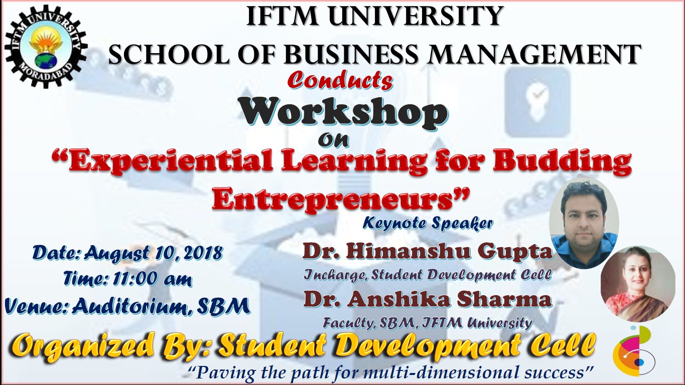 Workshop on “Experiential Learning for Budding Entrepreneurs”