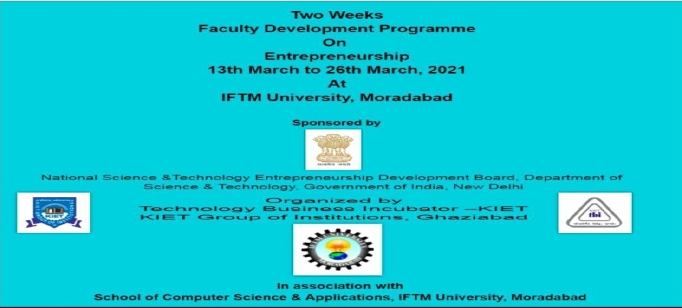 Two Weeks FDP on Entrepreneurship From TBI-KIET