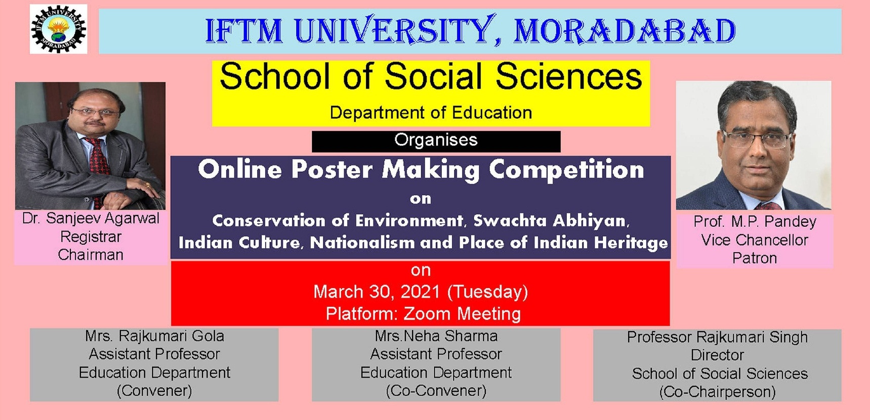 Online Poster Making Competition on “Conservation of Environment, Swachhta Abhiyan, Indian Culture, Nationalism and Places of Indian Heritage”