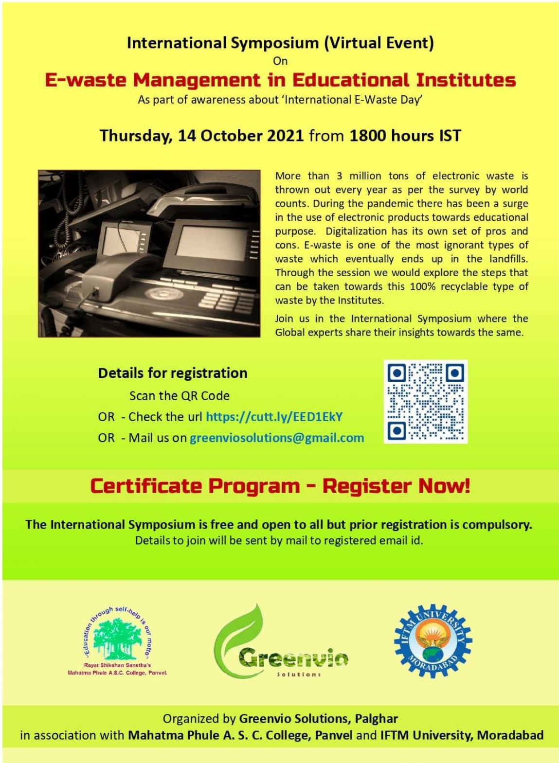 International Symposium on E-Waste Management in Educational Institutes