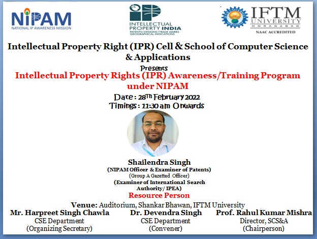Intellectual Property Rights (IPR) Awareness/Training Program under NIPAM.