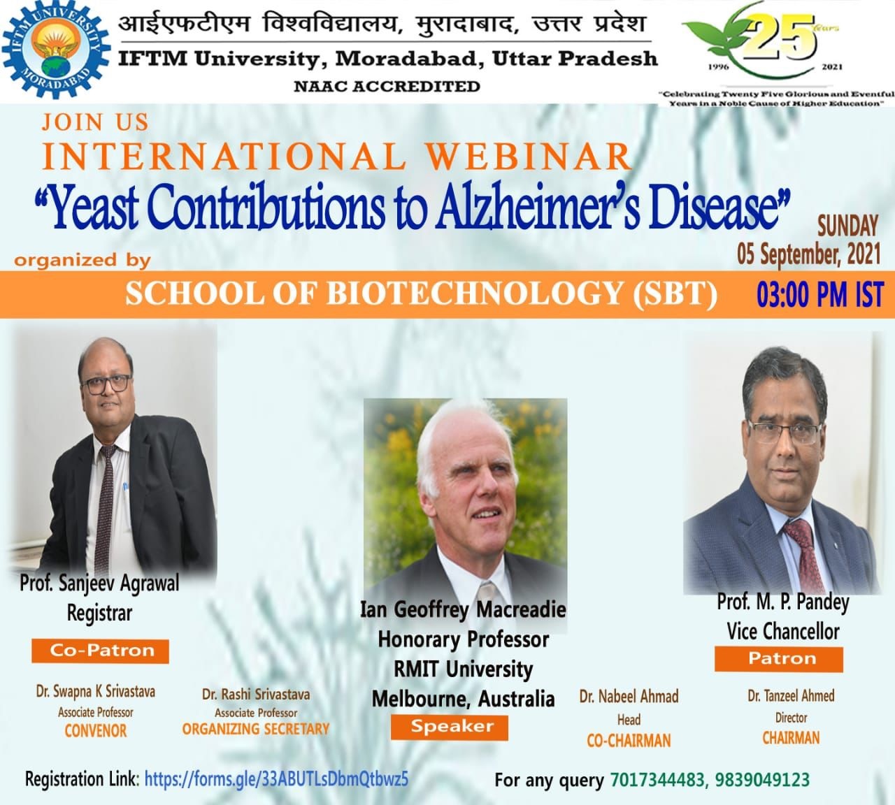 International Webinar on Yeast Contributions To Alzheimer’s Disease