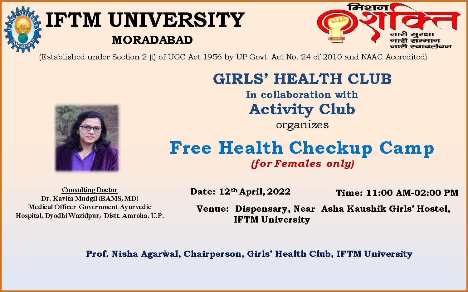 Health Check-Up Camp only for the female fraternity