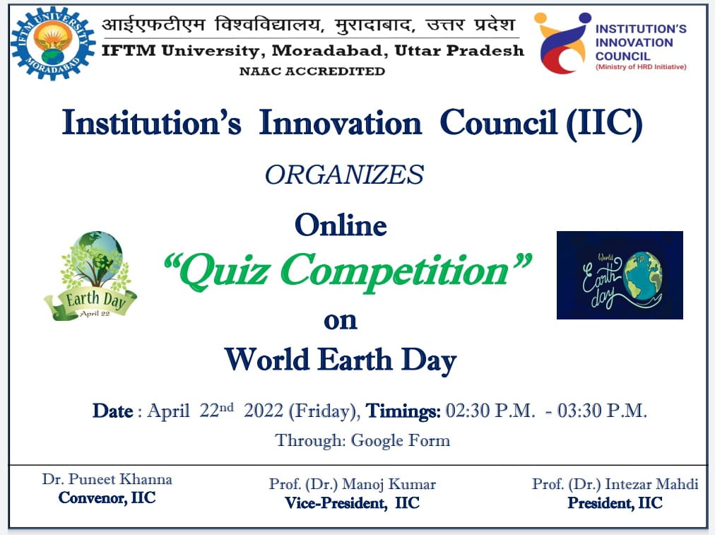 Online Quiz Competition on World Earth Day