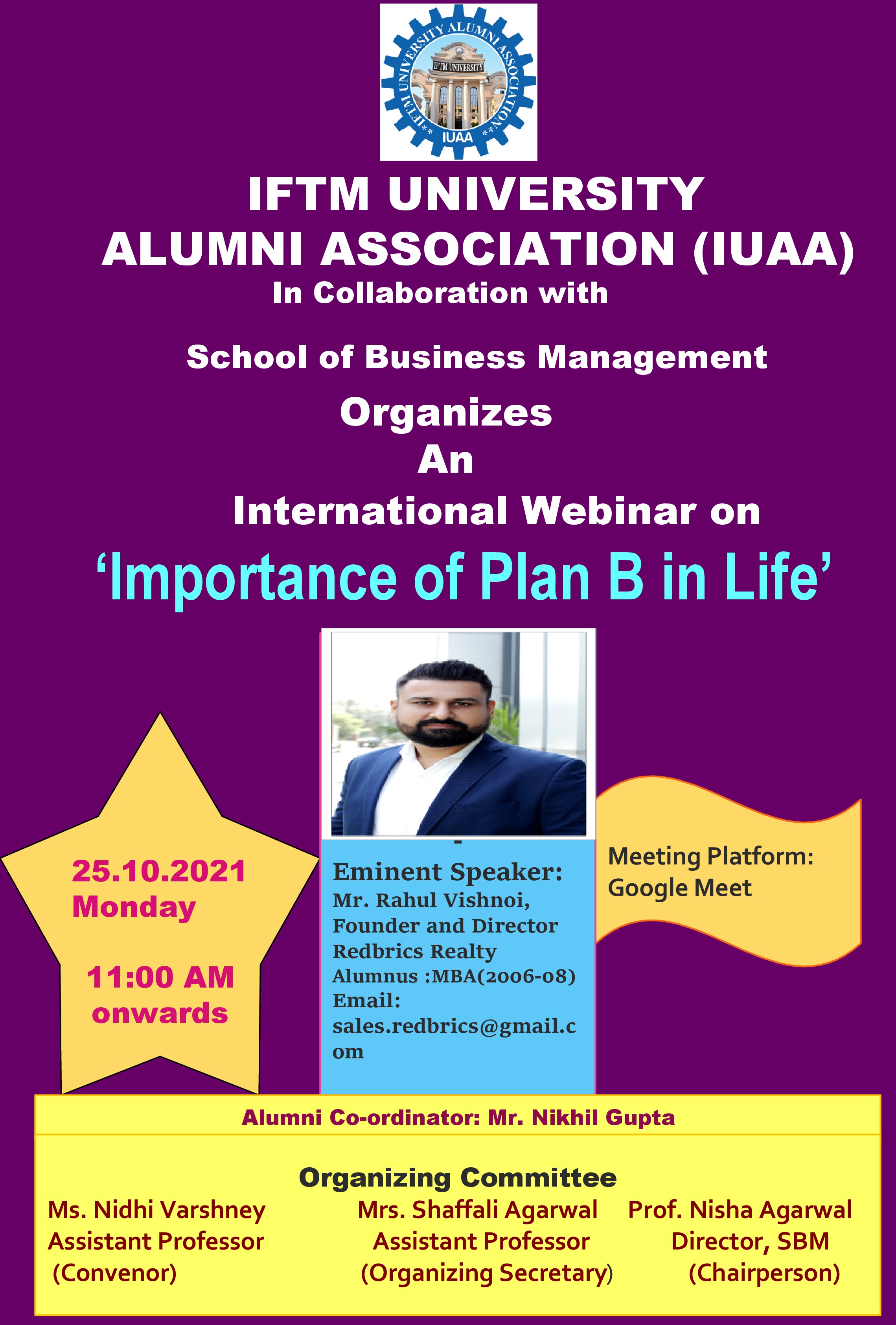 International Webinar on Importance of Plan B in Life