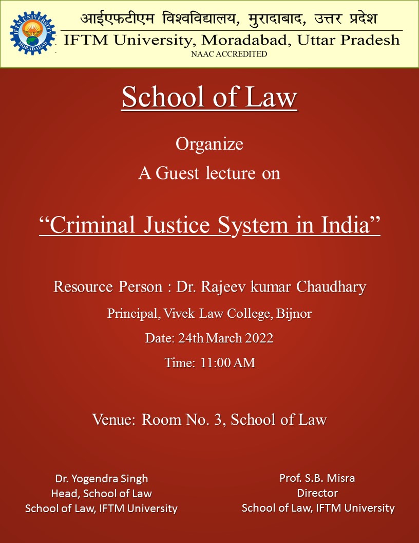 Guest Lecture on Criminal Judicial System in India
