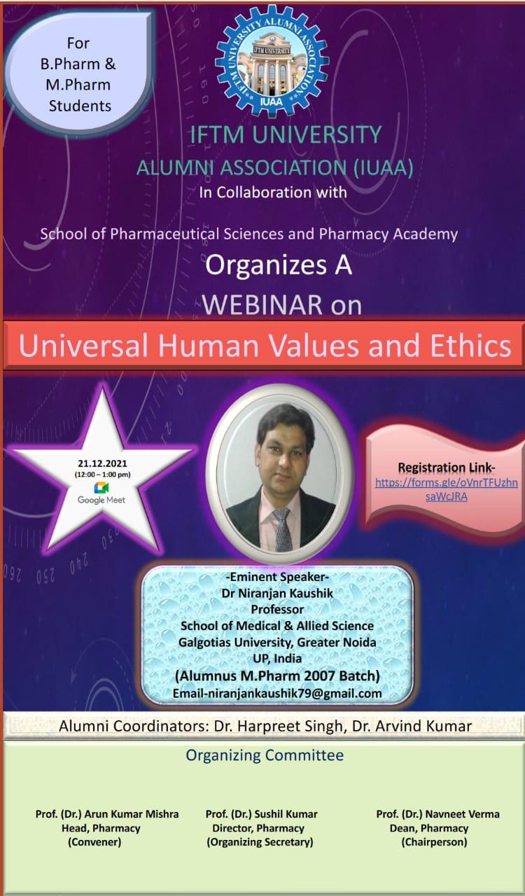 Webinar on Universal Human Values and Ethics