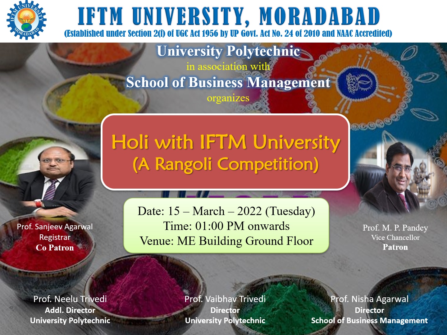 Holi with IFTM University (A Rangoli Competition)