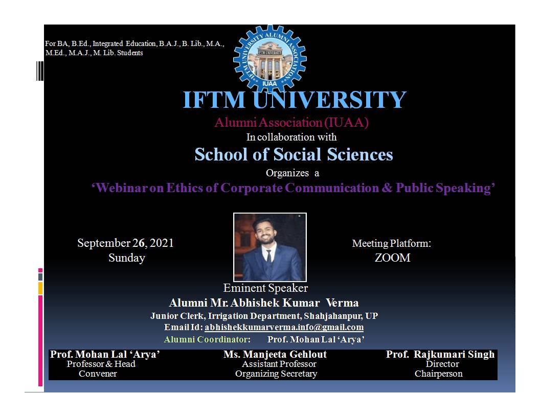 Webinar on Ethics of Corporate Communication & Public Speaking