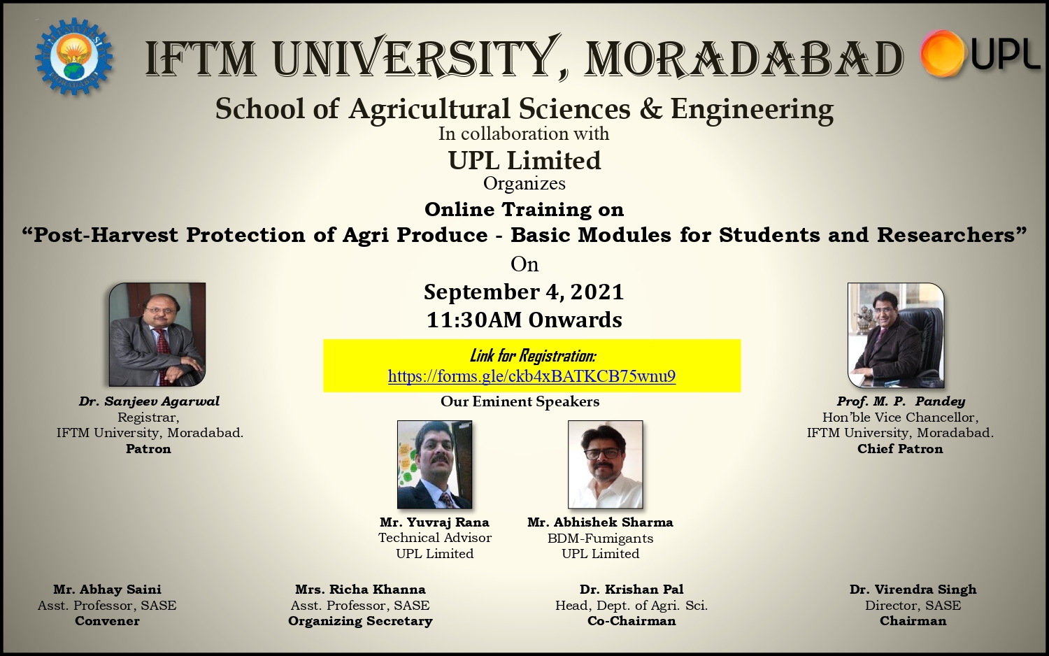 Online training program on “Post- Harvest Production of Agri Produce- Basic Modules for Students and Researchers” 
