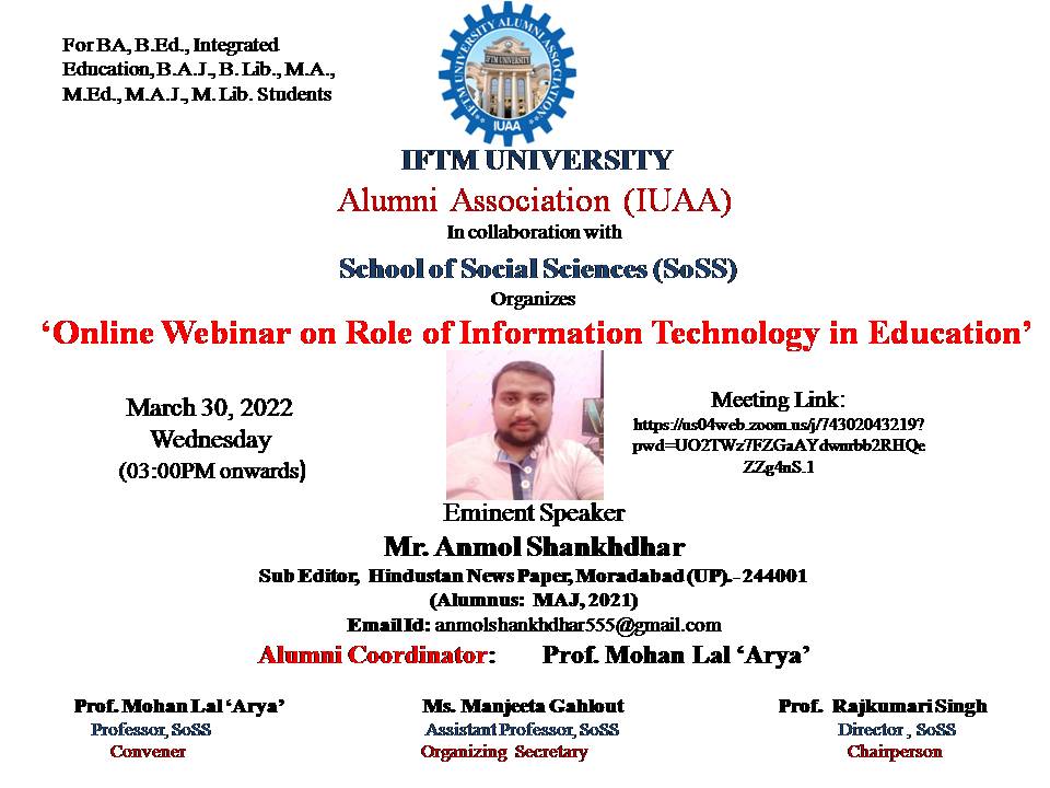 Online Webinar on Role of Information Technology in Education