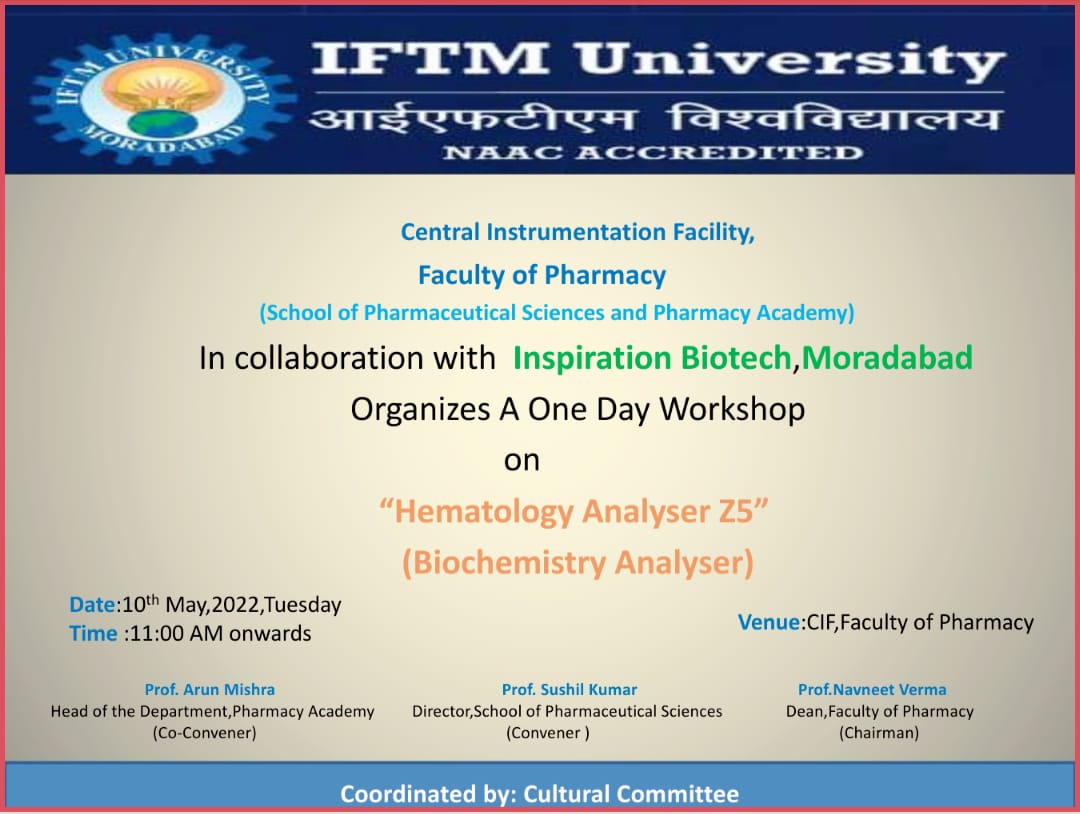 One Day workshop on Hematology Analyser Z5 (Biochemistry Analyser)