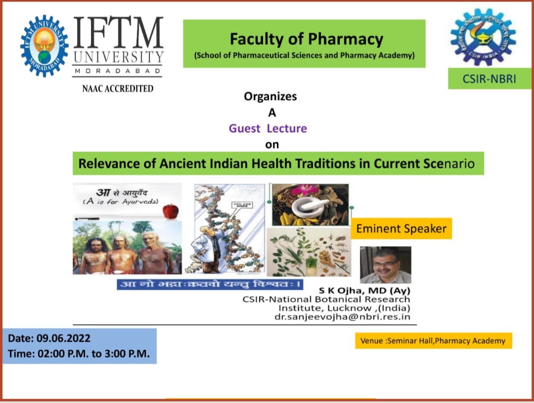 A Guest Lecture on Relevance of Ancient Indian Health Traditions in Current Scenario